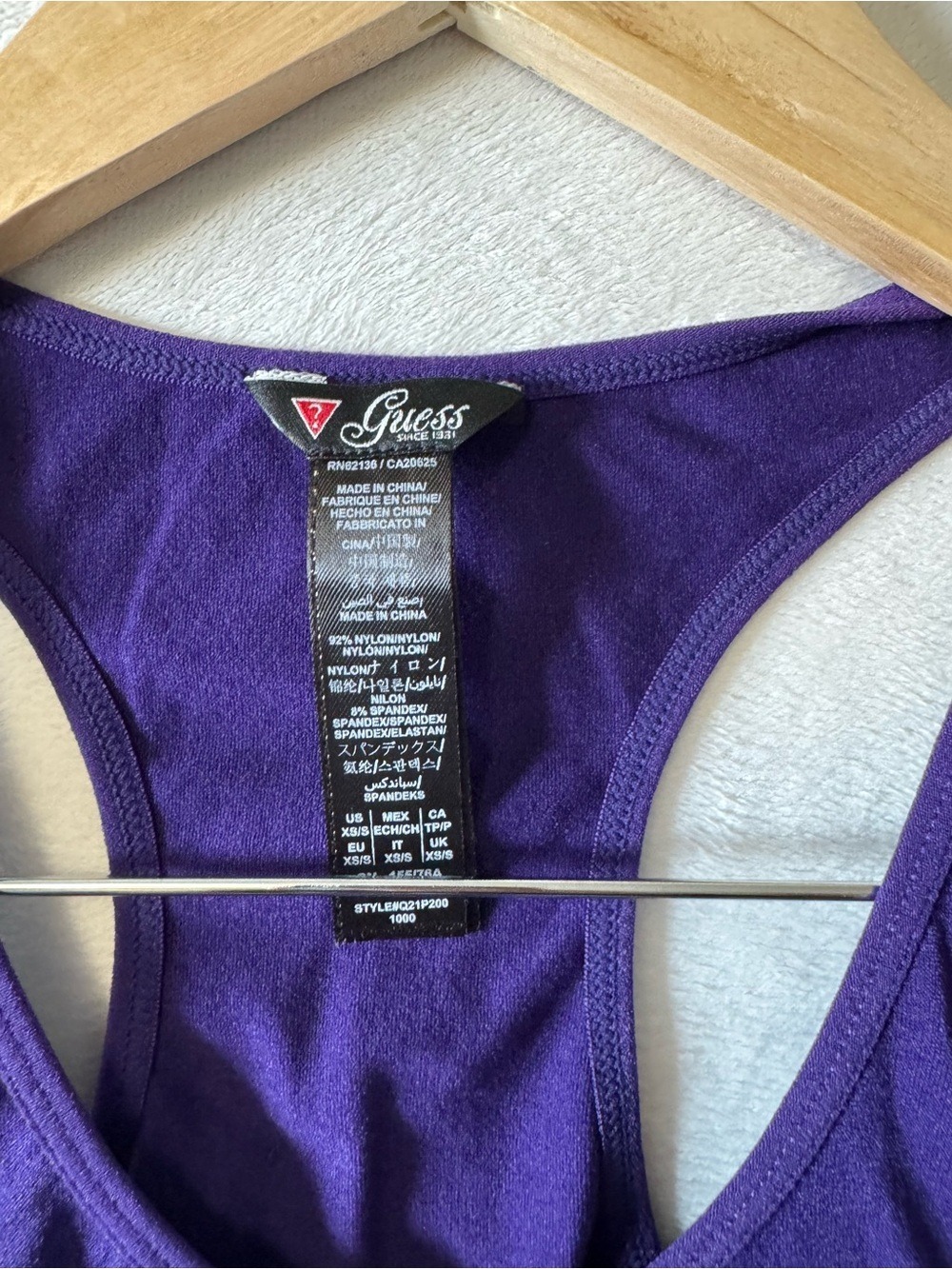 4/25 GUESS Deep Purple Racerback Tank Top with Rhinestone Logo - Picture 2 of 5